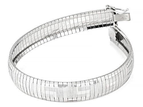 Pre-Owned Rhodium Over Sterling Silver Diamond Cut Greek Key Omega Bracelet - Size 7.5