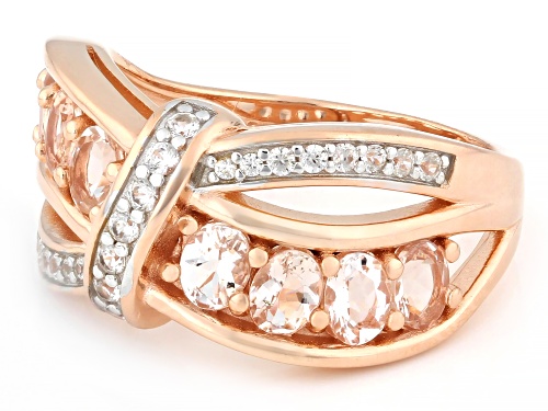 Pre-Owned 1.36ctw Peach Morganite With 0.36ctw White Zircon 18k Rose Gold Over Sterling Silver Ring - Size 5