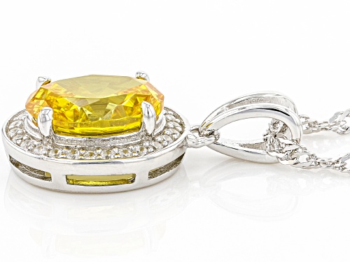 Pre-Owned Bella Luce® 3.26ctw Topaz And White Diamond Simulants Rhodium Over Silver Pendant With Cha