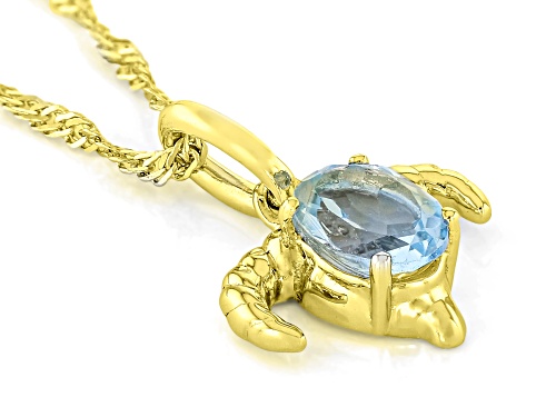 Pre-Owned 0.81ct Glacier Topaz™ 18k Yellow Gold Over Sterling Silver Capricorn Birthstone Pendant Wi