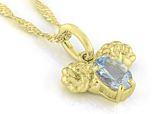 Pre-Owned 0.60ct Oval Aquamarine 18k Yellow Gold Over Sterling Silver Aries Birthstone Pendant With