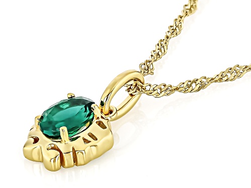 Pre-Owned 0.60ct Lab Created Emerald 18k Yellow Gold Over Sterling Silver Gemini Birthstone Pendant