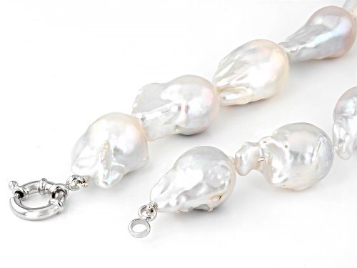 Pre-Owned Genusis™ 13-15mm White Cultured Freshwater Pearl Rhodium Over Silver 20 Inch Strand Neckla - Size 20