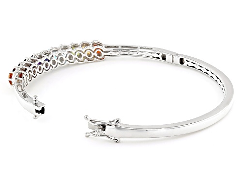 Pre-Owned 4.59ctw Multi-Stone Rhodium Over Sterling Silver Bangle Bracelet - Size 8