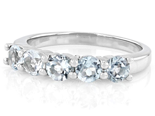 Pre-Owned 1.18ctw Glacier Topaz™ Rhodium Over Sterling Silver 5-Stone Ring - Size 7
