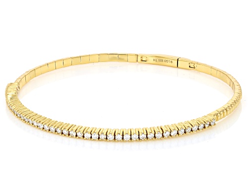 Pre-Owned Prazana® Lab-Grown Diamonds 1.00ctw White Diamond 14K Yellow Gold Over Silver Flex Bangle, - Size 7.25