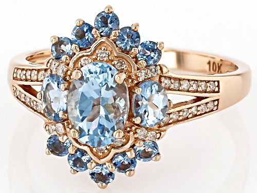 Pre-Owned 1.24ctw Santa Maria Aquamarine With 0.11ctw White Diamond 10k Rose Gold Ring - Size 5