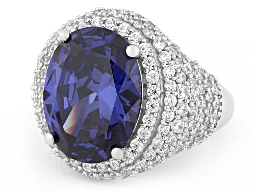 Pre-Owned Charles Winston For Bella Luce® 17.10ctw Tanzanite And Diamond Simulants Rhodium Over Silv - Size 8