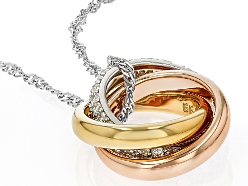 Pre-Owned MOISSANITE FIRE® 1.20CTW TRI COLOR INTERTWINE CIRCLE PENDANT WITH PLATINEVE® CHAIN
