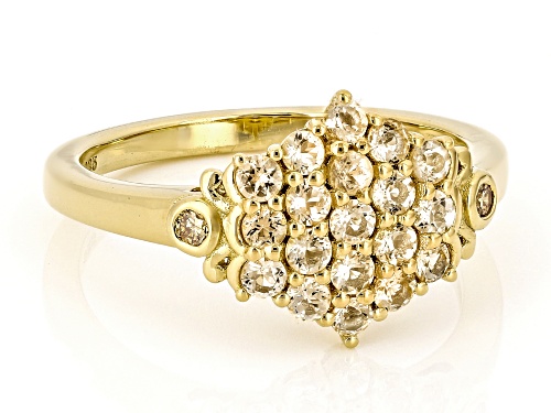 Pre-Owned 0.57ctw Imperial Topaz With 0.04ctw Lab Grown Diamond 18K Yellow Gold Sterling Silver Ring - Size 8
