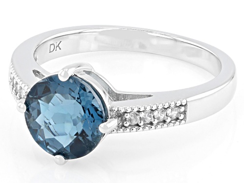 Pre-Owned 2.04ct London Blue Topaz With 0.08ctw White Zircon Rhodium Over Sterling Silver Ring - Size 5