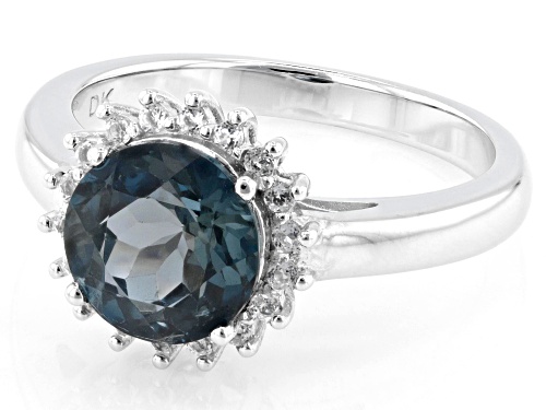 Pre-Owned 2.04ct London Blue Topaz with 0.15ctw White Topaz Rhodium Over Sterling Silver Ring - Size 9