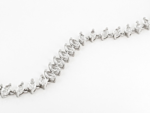 Pre-Owned 14.14ctw Marquise Lab Created White Sapphire Rhodium Over Sterling Silver Bracelet - Size 8