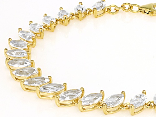 Pre-Owned 14.14ctw Marquise Lab Created White Sapphire 18k Yellow Gold Over Sterling Silver Bracelet - Size 7.25