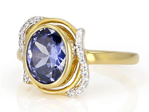 Pre-Owned Bella Luce® Esotica™ 3.18ctw Tanzanite And White Diamond Simulants Eterno™ Yellow Ring - Size 9