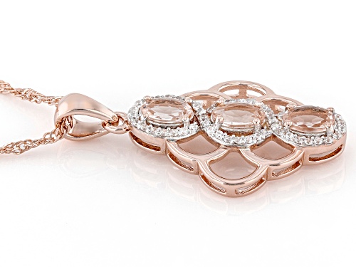 Pre-Owned 1.00ctw Peach Morganite With 0.47ctw White Zircon 18k Rose Gold Over Silver Pendant With C