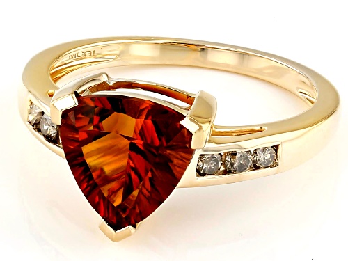 Pre-Owned 2.09ct Madeira Citirine With 0.19ctw Champagne Diamond 10k Yellow Gold Ring - Size 10