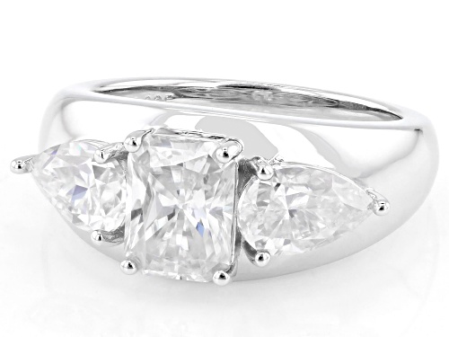 Pre-Owned MOISSANITE FIRE® 3.70CTW DEW RADIANT CUT AND PEAR PLATINEVE® RING - Size 6