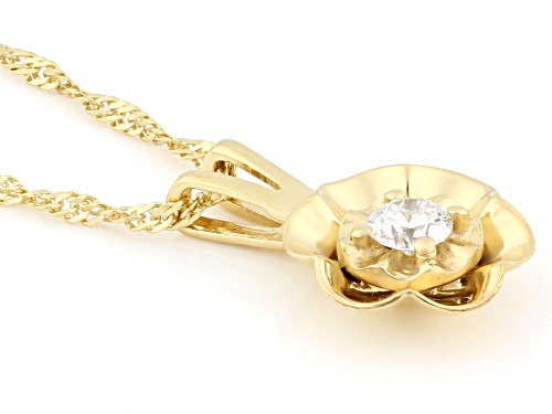 Pre-Owned Prazana® Lab-Grown Diamonds 0.25ct White Diamond 14K Yellow Gold Over Silver Flower Pendan