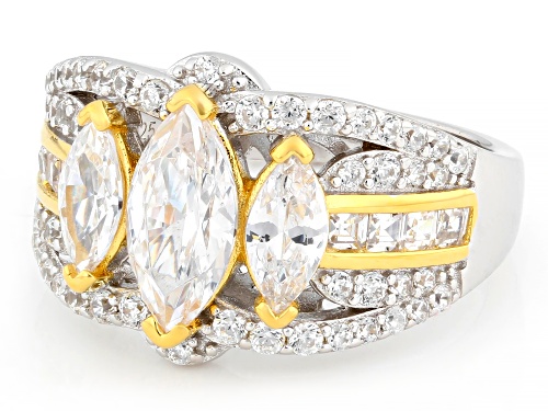 Pre-Owned Charles Winston For Bella Luce® 3.81ctw White Diamond Simulant Rhodium Over Silver And Ete - Size 9