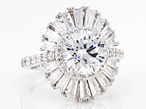 Pre-Owned Bella Luce® 7.79ctw White Diamond Simulant Rhodium Over Sterling Silver Ring(4.72ctw DEW) - Size 5
