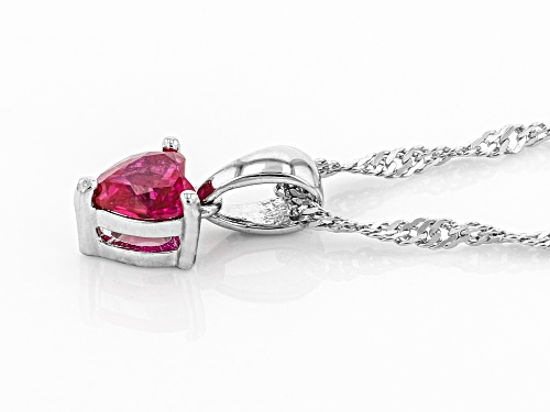 Pre-Owned 0.34ct Lab Created Ruby Rhodium Over Sterling Silver Pendant With Chain