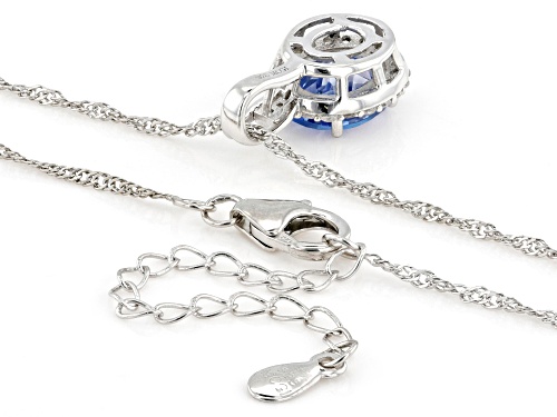 Pre-Owned 2.88ctw Butterfly Blue Topaz with 0.31ctw White Topaz Rhodium Over Silver Pendant with Cha