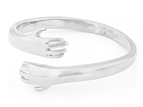 Pre-Owned Sterling Silver Hugging Hands Bypass Ring - Size 8