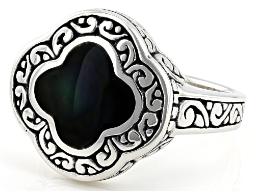 Pre-Owned Artisan Collection of Bali™ 9mm Black Shell Sterling Silver Scrollwork Balinese Ring - Size 10