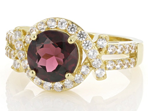 Pre-Owned 2.13ct Grape Color Garnet With 0.32ctw White Zircon 18K Yellow Gold Over Sterling Silver R - Size 8