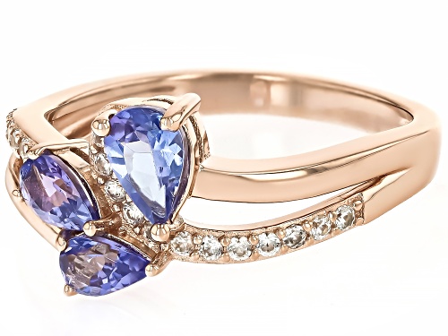 Pre-Owned 0.66ctw Tanzanite With 0.13ctw White Zircon 18k Rose Gold Over Sterling Silver Ring - Size 9