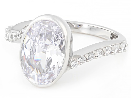 Pre-Owned Bella Luce® 5.87ctw White Diamond Simulant Rhodium Over Sterling Silver Ring - Size 5