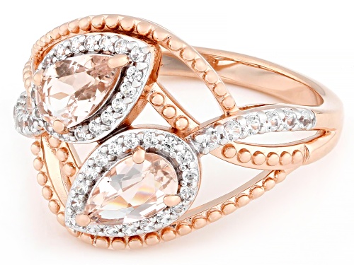 Pre-Owned 0.66ctw Morganite With 0.41ctw White Zircon 18k Rose Gold Over Sterling Silver Ring - Size 6