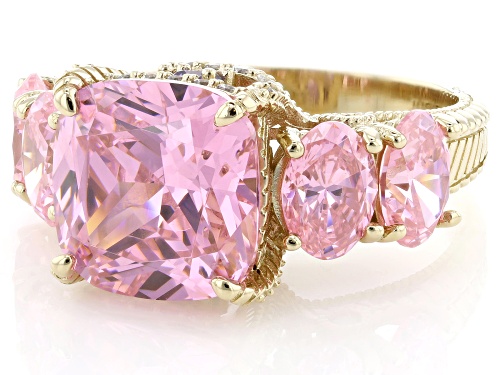 Pre-Owned Judith Ripka 17.46ctw Pink Bella Luce® 14k Gold Clad Ring - Size 6
