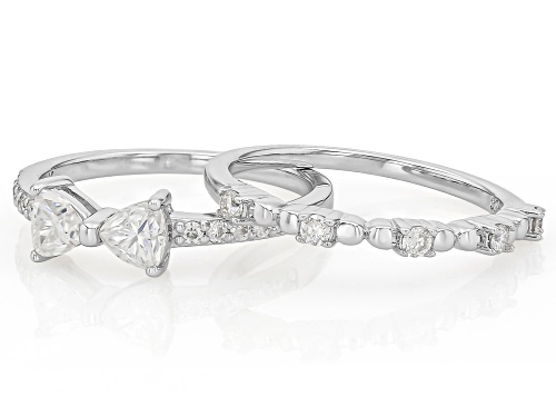Pre-Owned MOISSANITE FIRE® 0.95CTW DEW ROUND BRILLIANT PLATINEVE® SET OF  TWO RINGS - Size 6