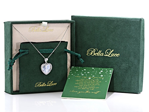 Pre-Owned Bella Luce® 0.28ctw Diamond Simulant & Mother-of-Pearl Rhodium Over Silver Boxed Heart Pen