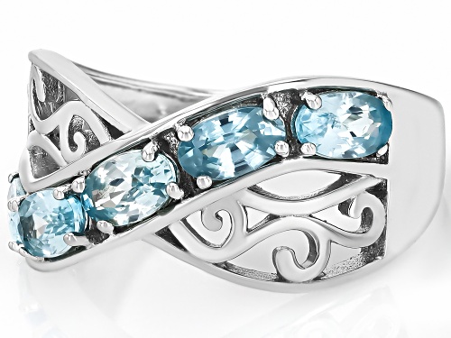 Pre-Owned 1.45ctw Blue Zircon Rhodium Over Sterling Silver Ring - Size 8