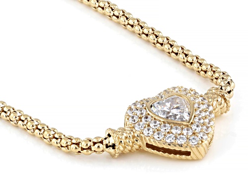 Pre-Owned Judith Ripka 3.26ctw White Bella Luce® 14k Gold Clad Haute Heart-Shaped Necklace - Size 18