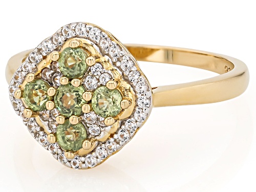 Pre-Owned 0.55ctw Demantoid Garnet with 0.34ctw White Zircon 18K Yellow Gold over Sterling Silver Ri - Size 9