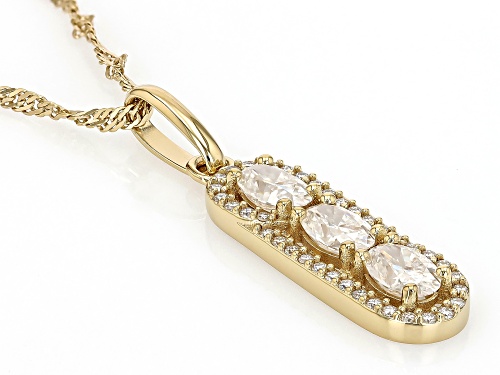 Pre-Owned MOISSANITE FIRE® 1.82CTW DEW OVAL AND ROUND BRILLIANT 14K YELLOW GOLD OVER SILVER PENDANT