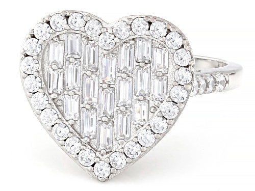 Pre-Owned Lisa Mason For Bella Luce® 2.84ctw White Diamond Simulant Platinum Over Silver Heart Of Lo - Size 10