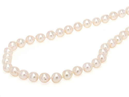 Pre-Owned 6mm White Cultured Japanese Akoya Pearl 14k Yellow Gold 18 Inch Strand Necklace - Size 18