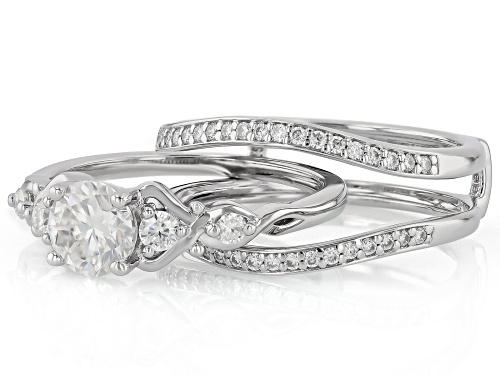 Pre-Owned MOISSANITE FIRE® 1.36CTW DEW ROUND BRILLIANT PLATINEVE® RING WITH GUARD - Size 8