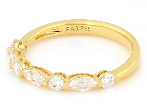 Pre-Owned MOISSANITE FIRE® 0.66CTW DEW MARQUISE AND ROUND 14K YELLOW GOLD OVER SILVER BAND RING - Size 6
