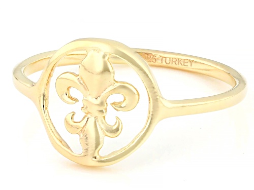 Pre-Owned 18k Yellow Gold Over Sterling Silver Fleur-De-Lis Ring - Size 3.5