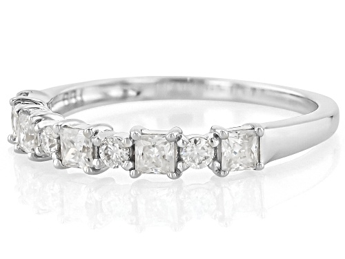 Pre-Owned Moissanite Fire® 0.62ctw DEW Square Pincess cut and Round Platineve® Band Ring - Size 5