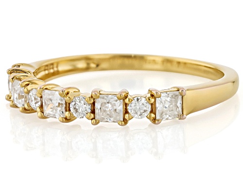 Pre-Owned Moissanite Fire® 0.62ctw DEW Square Princess Cut and Round 14k Yellow Gold Over Silver Ban - Size 10