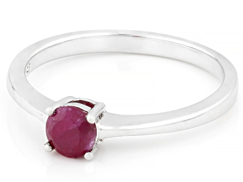 Pre-Owned 0.20ct Ruby Rhodium Over Sterling Silver Solitaire   Ring - Size 9