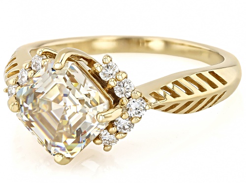 Pre-Owned 3.30ct Strontium Titanate With 0.25ctw Prazana® Lab Grown Diamonds 18k Yellow Gold Over Si - Size 10