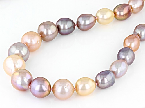 Pre-Owned 9-12mm Multi-Color Cultured Kasumiga Pearl Rhodium Over Sterling Silver 20 Inch Necklace - Size 20
